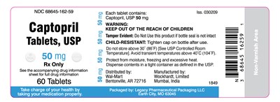captopril-4.jpg NDC 68645-162-59Captopril Tablets, USP50mgRx Only60 Tablets - captopril 4