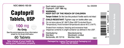 captopril-5.jpg NDC 68645-163-59CaptoprilTablets, USP100mg Rx Only60 Tablets - captopril 5