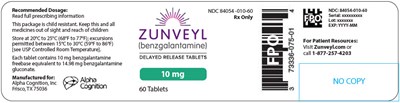PRINCIPAL DISPLAY PANEL - 10 mg Tablet Bottle Label - zunveyl 15