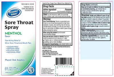 Premier Value Sore Throat Spray Menthol Flavor (703men06pvlflb)