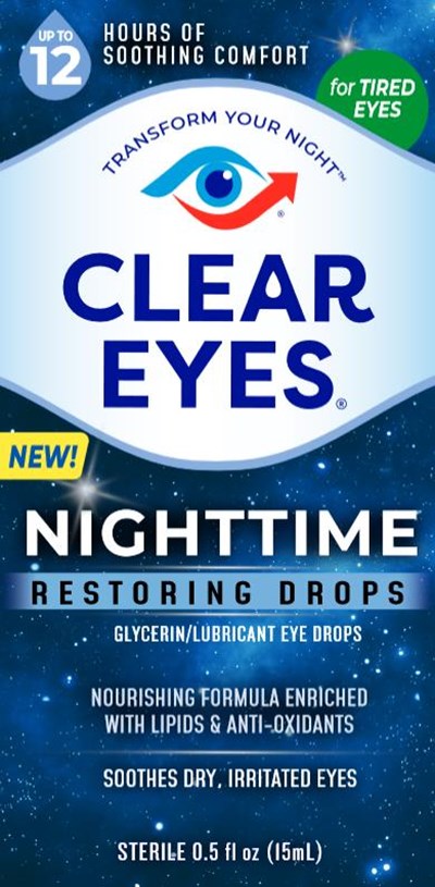 Clear eyes ®NIGHTTIME Restoring DropsGlycerin / Lubricant Eye Drops Sterile		0.5 FL OZ (15 mL) - clear eyes nighttime 01