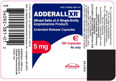 adderall-xr-02.jpg PRINCIPAL DISPLAY PANEL - 5 mg Capsule Bottle Label - adderall xr 02