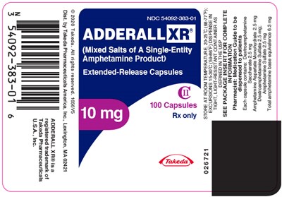adderall-xr-03.jpg PRINCIPAL DISPLAY PANEL - 10 mg Capsule Bottle Label - adderall xr 03