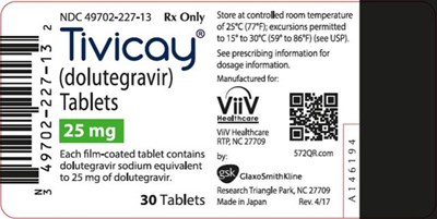 Tivicay 25 mg Count Label (Tivicay Spl Graphic 10)