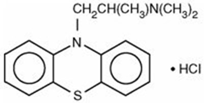 This is an image of the structural formula of Promethazine. - promethazinevcsyrp 1