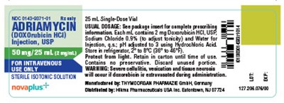 Adriamycin Injection 50 mg/25 mL Label - adriamycin doxorubicin hcl injection novaplus 6