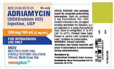 Adriamycin Injection 200 mg/100 mL Label - adriamycin doxorubicin hcl injection novaplus 7