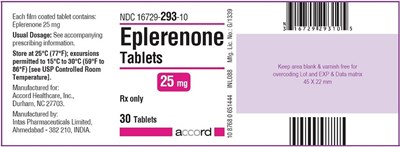eplerenone-label-25.jpg PRINCIPAL DISPLAY PANEL - 25 mg Tablet - Bottle of 30 - eplerenone label 25