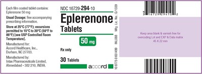 eplerenone-label-50.jpg PRINCIPAL DISPLAY PANEL - 50 mg Tablet - Bottle of 30 - eplerenone label 50