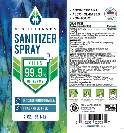 FragranceFree_2oz.jpg Gentle Hands Sanitizer Spray Fragrance Free 2 oz 59 mL - FragranceFree 2oz