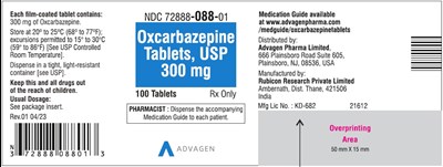 oxcarbazepine-tabs-usp-300mg-100.jpg Oxcarbazepine Tablets, USP - 300mg - 100's Tablets - NDC 72888-088-01 - oxcarbazepine tabs usp 300mg 100