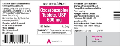 oxcarbazepine-tabs-usp-600mg-100s.jpg Oxcarbazepine Tablets, USP - 600mg - 100's Tablets - NDC 72888-089-01 - oxcarbazepine tabs usp 600mg 100s