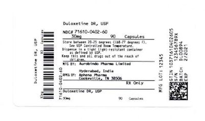 Bottle Label 30 mg (71610 0402 60)
