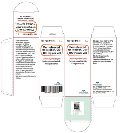 PRINCIPAL DISPLAY PANEL – Pemetrexed for Injection, USP 100 mg Carton - 100mg carton 01