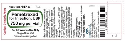 PRINCIPAL DISPLAY PANEL – Pemetrexed for Injection, USP 750 mg Vial Label - 750mg vial 01