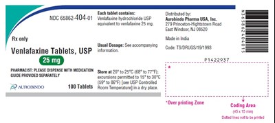 venlafaxine-fig1.jpg PACKAGE LABEL-PRINCIPAL DISPLAY PANEL - 25 mg (100 Tablets Bottle) - venlafaxine fig1