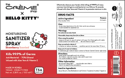 The creme shop Moisturizing Sanitizer SANITIZER SRPAY Strawberry Scented - Strawberry