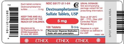 5 mg Bottle Label (Dextroamphe Sl Tb 02)