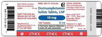 10 mg Bottle Label (Dextroamphe Sl Tb 03)