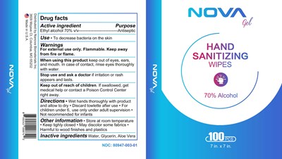 Novagel Wipes Label