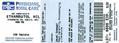 Ethambutol Hydrochloride Tablets, Usp 400 mg Tablets (6219)