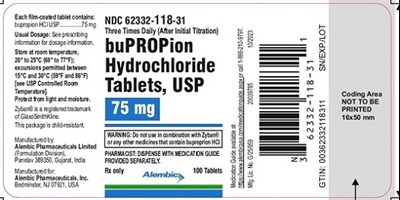 100 tablets - bupropion 75 mg