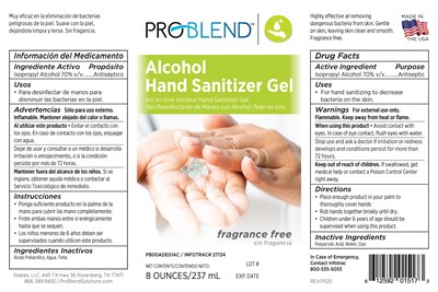 8 Oz Label (Pb00ade01ac Alcohol Hand Sanitizer Gel 8 Oz Es Label)