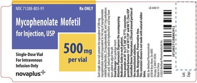 PRINCIPAL DISPLAY PANEL – Mycophenolate Mofetil for Injection, USP 500 mg Vial Label - myc03 0007 02