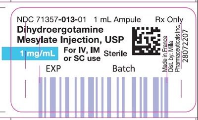 "image Description" (Dihydroergotamine Mesylate Inj 1 Ampule Label)