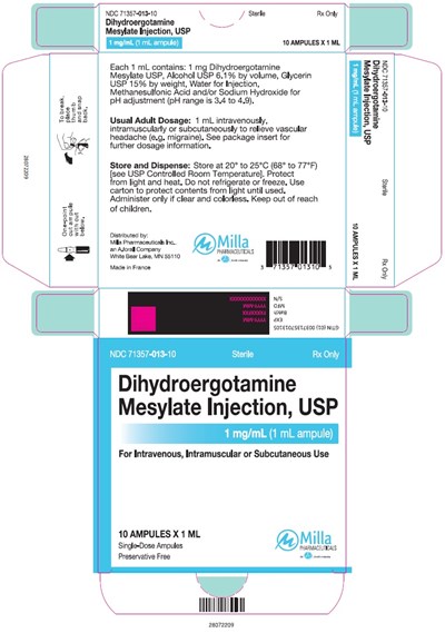 "image Description" (Dihydroergotamine Mesylate Inj 10 Ampules Carton Label)