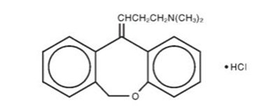 Doxepin Hydrochloride Is One Of A Class Of Agents Known As Dibenzoxepin Tricyclic Antidepressant Compounds. It Is An Isomeric Mixture Of N,n-dimethyldibenz[b,e]oxepin-Δ11(6h),γ-propylamine Hydrochloride. Doxepin Hydrochloride Has An Empirical Formula Of C19h21no•hcl And A Molecular Weight Of 316. (Doxepin Hydrochloride Cream 01)