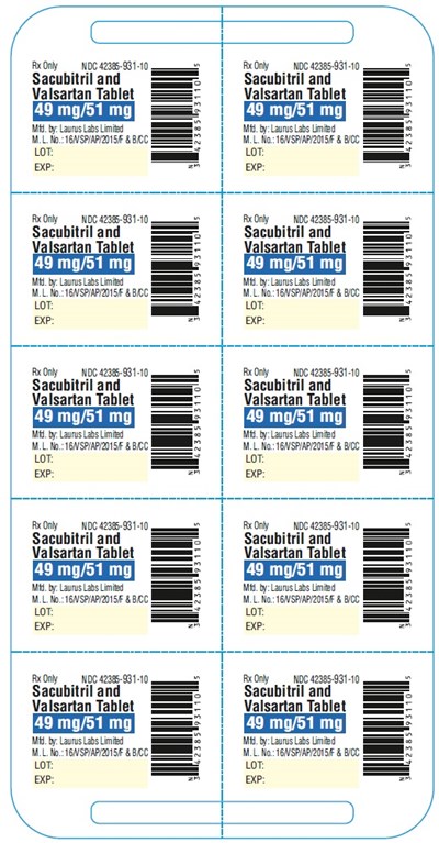 sacubitrilvalsartan-figure10.jpg PACKAGE LABEL.PRINCIPAL DISPLAY PANEL - 49 mg/51 mg - cold form Blister (1 x 10's count) - sacubitrilvalsartan figure10