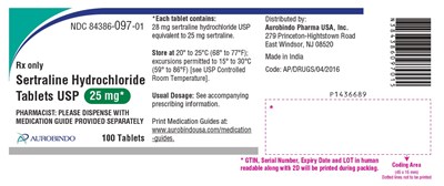 PACKAGE LABEL-PRINCIPAL DISPLAY PANEL - 25 mg (100 Tablets Bottle) - sertraline fig1