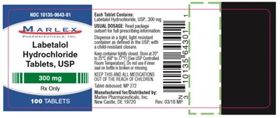 Ndc 10135-0643-01labetalolhydrochloridetablets, Usp300 mgrx Only100 Tablets (Labetalol 04)