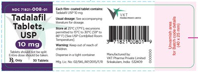 Tadalafin Tablets,usp,10 mg (NDC-71821-008-01)