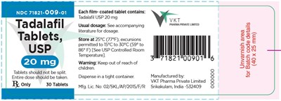 Tadalafin Tablets,usp,20 mg (NDC-71821-009-01)