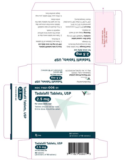 Tadalafin Tablets,usp,2.5 mg (NDC-71821-006-01)