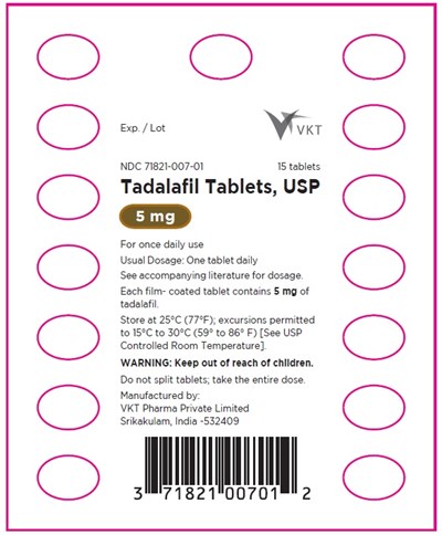 Tadalafin Tablets,usp,5 mg (NDC-71821-007-01)