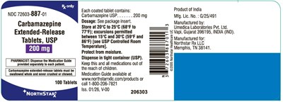 Carbamazepine Extended-release Tablets Usp, 200 mg (NDC 72603-887-01)