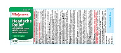 370r Walgreens Headacherelief Bottle Label 100s