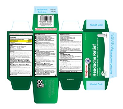 370r Walgreens Headacherelief Carton Label 100s