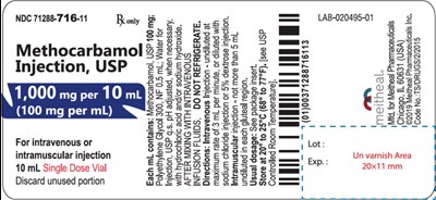 Principal Display Panel – Methocarbamol Injection, Usp 1,000 mg Vial Label (Met0y 0002 02)