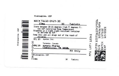 Bottle Label 15 mg (71610 0419 30)