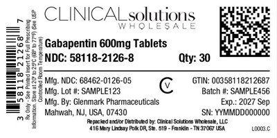 Gabapentin 600mg Tablets 30ct Blister Card (Label600mg)
