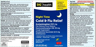 nighttime-cold-and-flu-cherry-liquid-1.jpg Acetaminophen 650 mg, Dextromethorphan HBr 30 mg, Doxylamine Succinate 12.5 mg - nighttime cold and flu cherry liquid 1