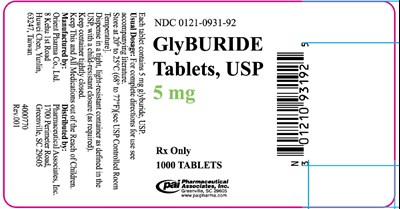 Bottle Label 5 mg-1000tabs - Glyburide Bottle 5 1000tab