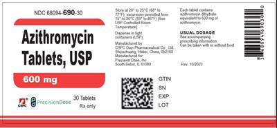 azithromycin-02.jpg PRINCIPAL DISPLAY PANEL - 600 mg Tablet Bottle Label - azithromycin 02