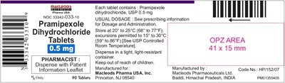 pramipexole tablets 05mg 90tab