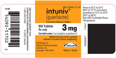 intuniv-08.jpg PRINCIPAL DISPLAY PANEL - 3 mg Tablet Bottle Label - intuniv 08