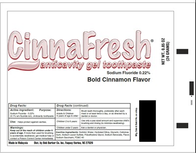 cinnafresh-01.jpg PRINCIPAL DISPLAY PANEL - 24 GRAM Tube Label - cinnafresh 01